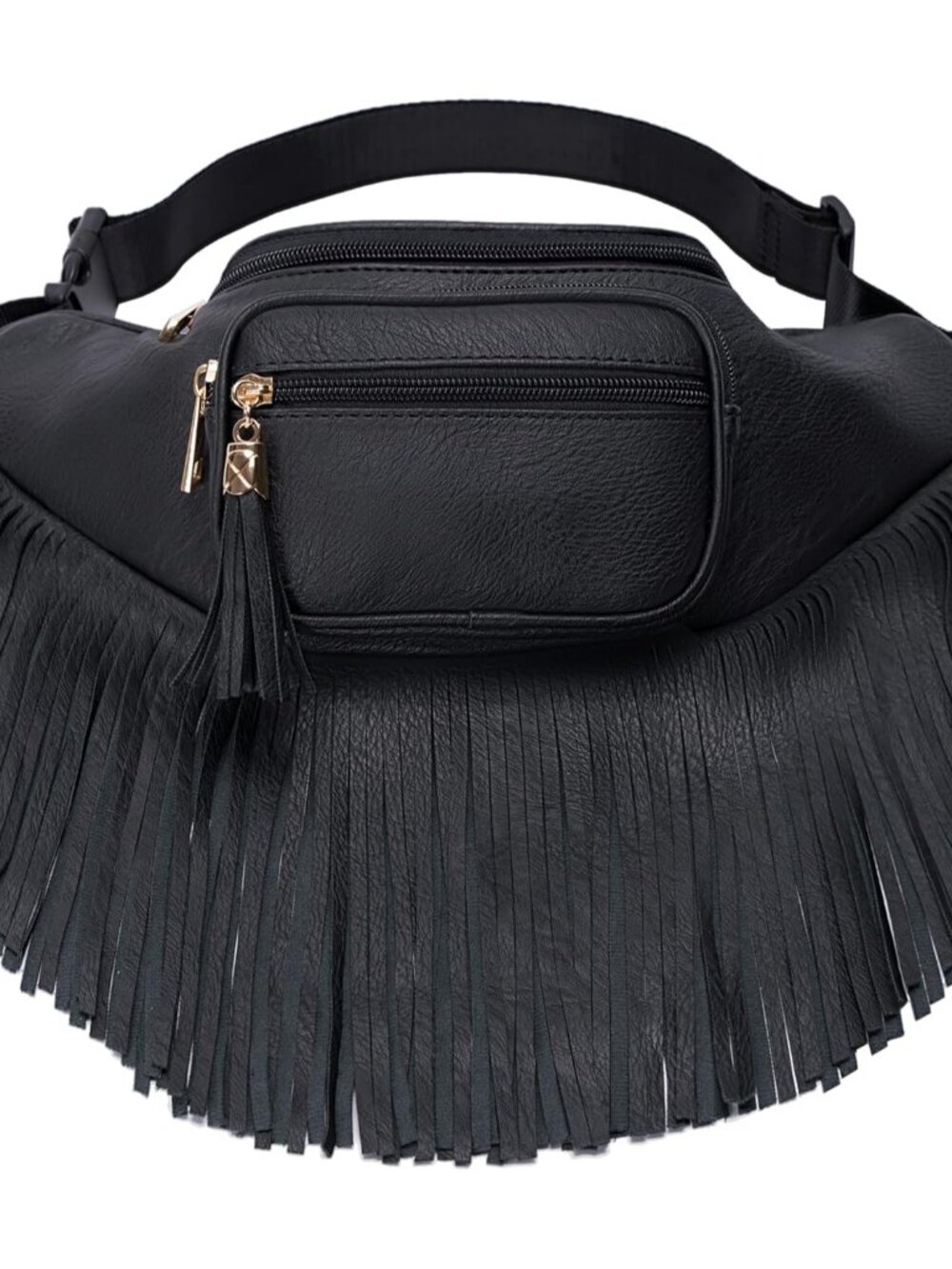 Fringe Waist bag for women with Multi Zipper Pockets